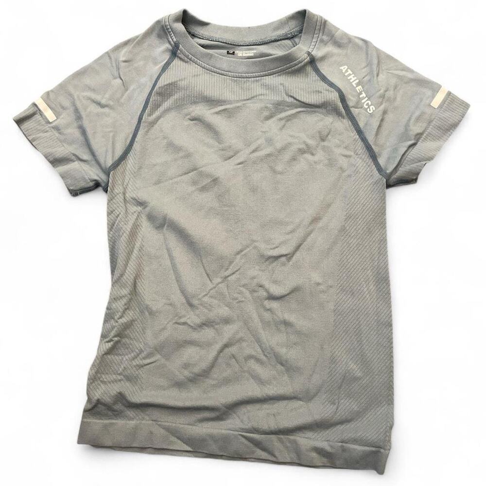Athletics dusty blue ribbed compression work out top
